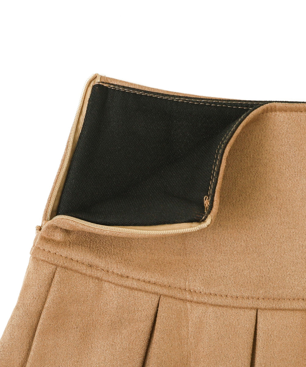 Fスエードプリーツミニスカパン