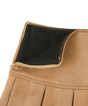 Fスエードプリーツミニスカパン