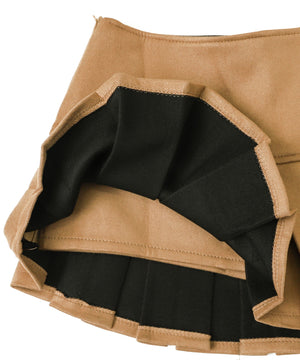 Fスエードプリーツミニスカパン