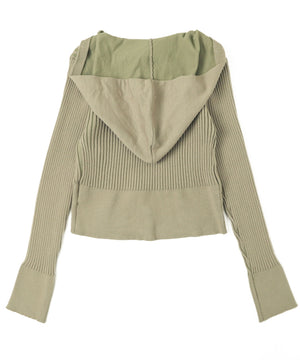 Wジップクロップドリブパーカー