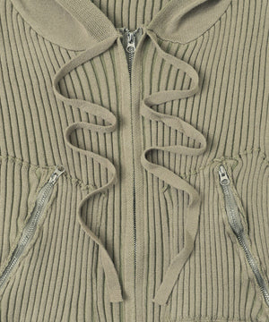 Wジップクロップドリブパーカー