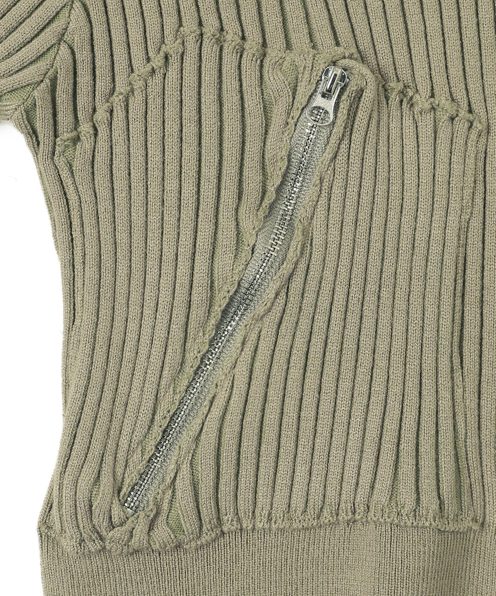 Wジップクロップドリブパーカー