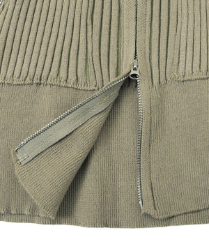 Wジップクロップドリブパーカー