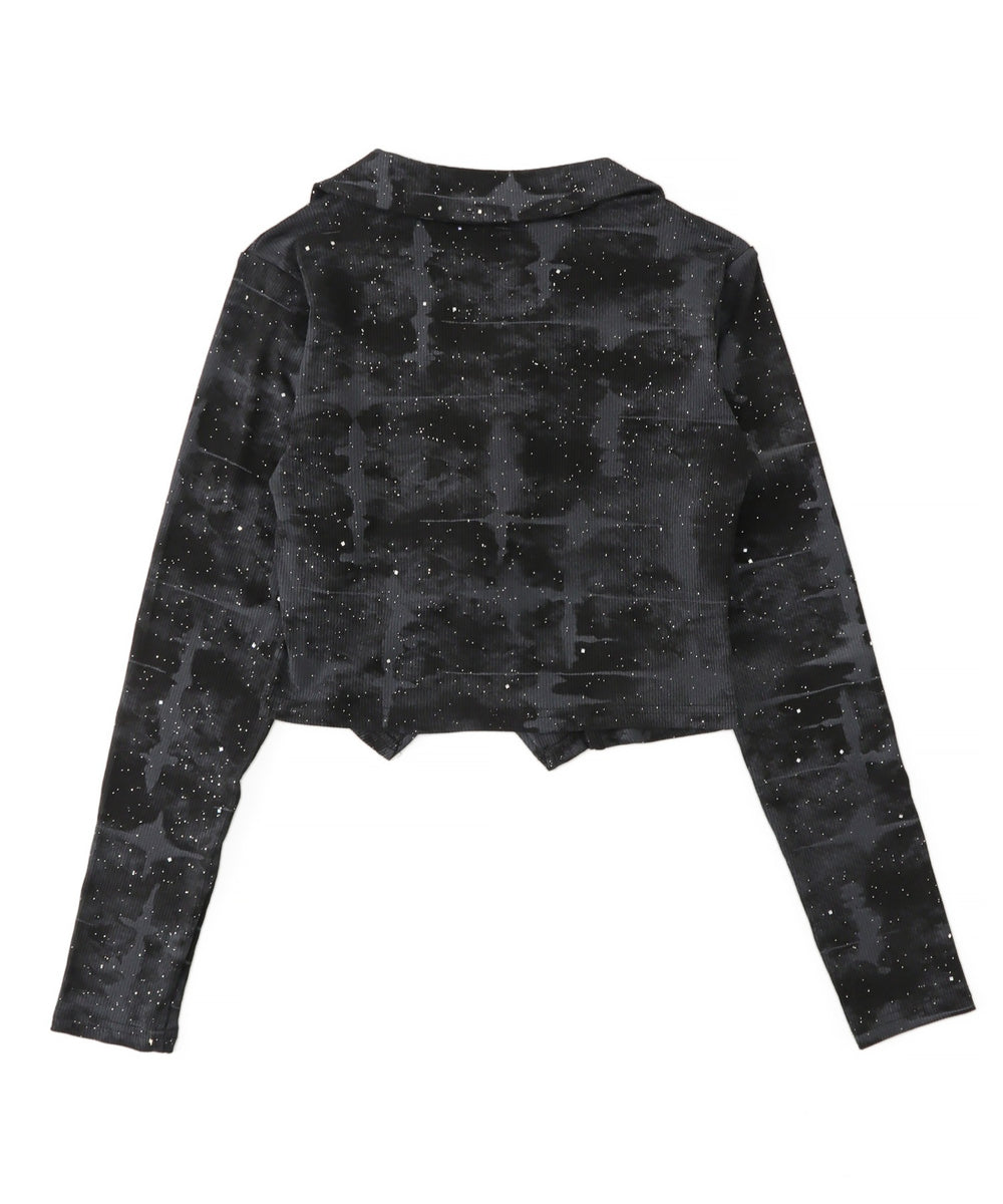 ブローチ付きWジップトップス