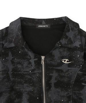 ブローチ付きWジップトップス