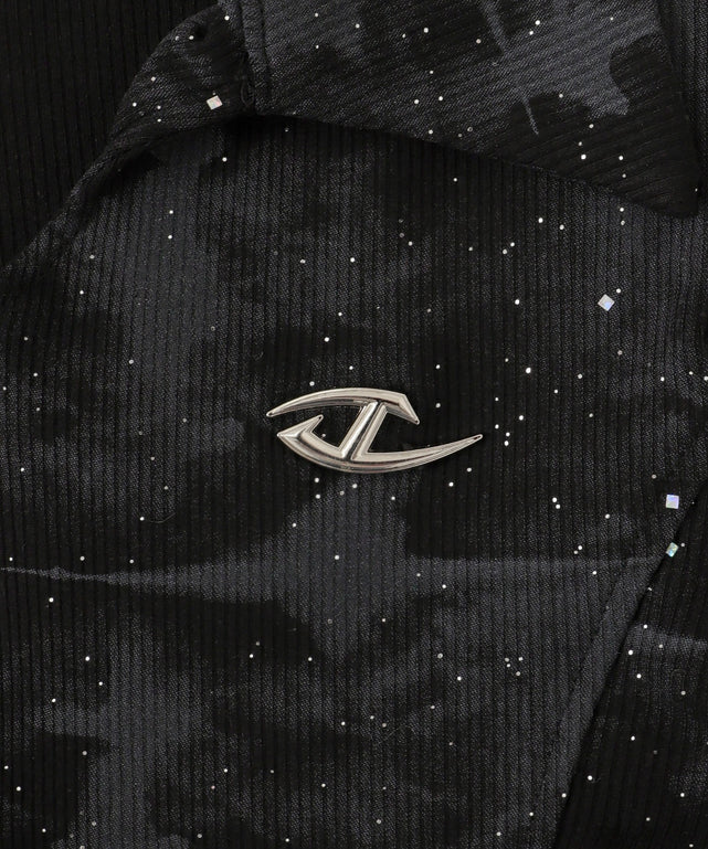 ブローチ付きWジップトップス