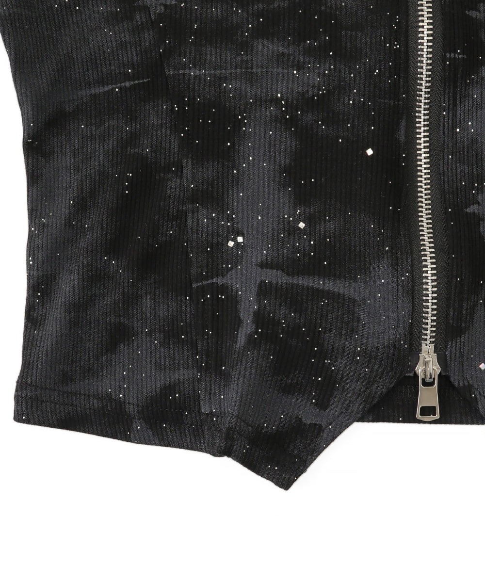 ブローチ付きWジップトップス