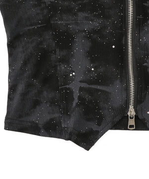 ブローチ付きWジップトップス