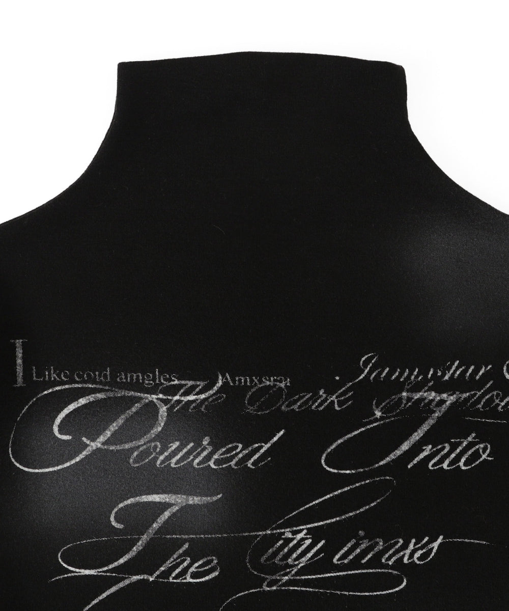 フォイルグラフィックハイネックトップス