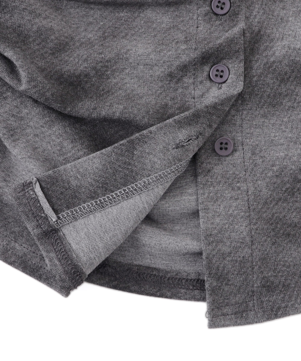 ハーフネックボタントップス