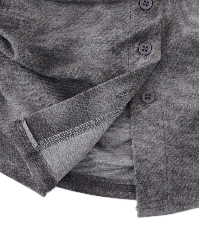 ハーフネックボタントップス