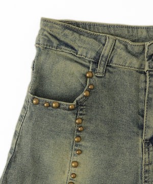 スタッズデニムショートパンツ