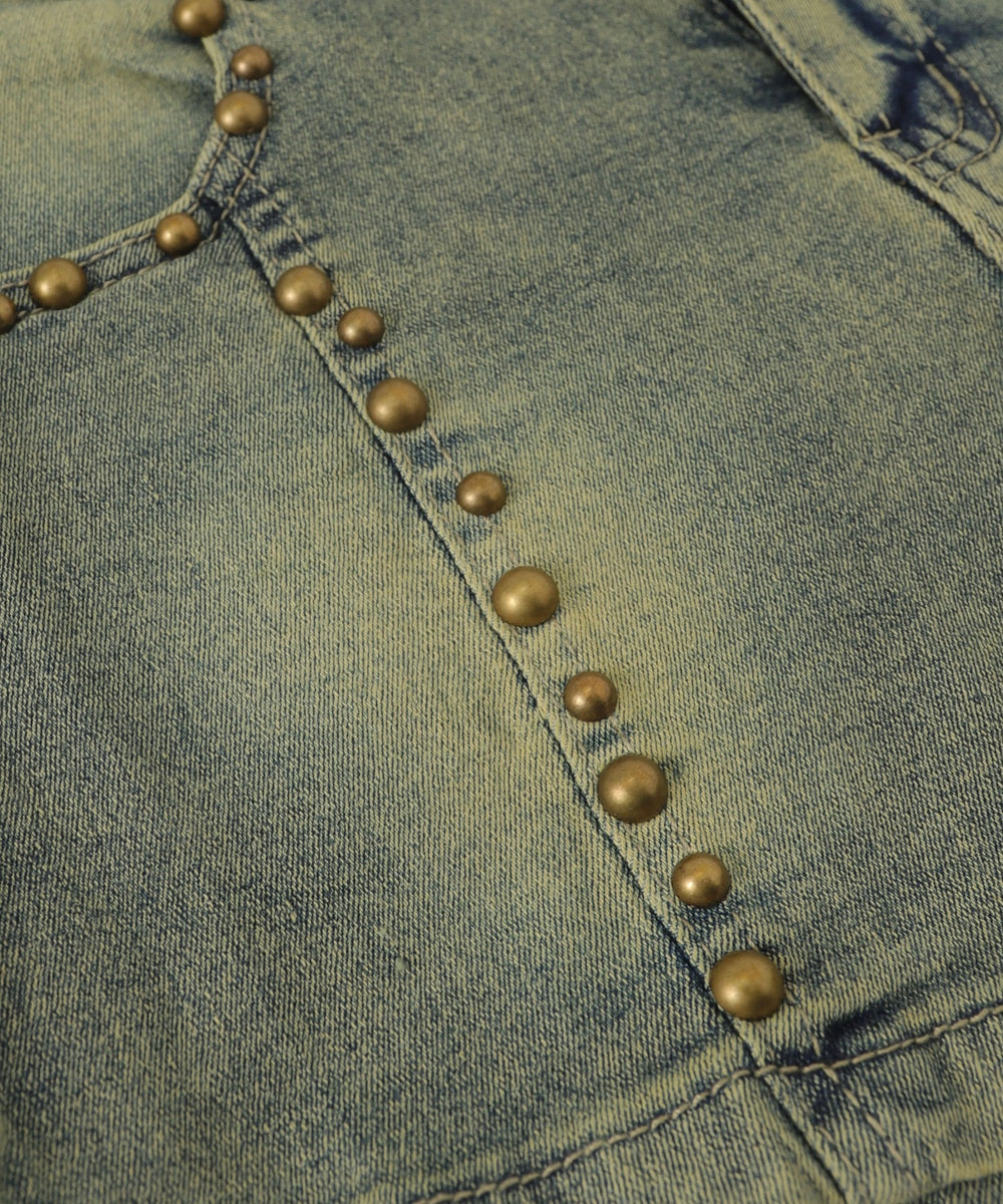 スタッズデニムショートパンツ