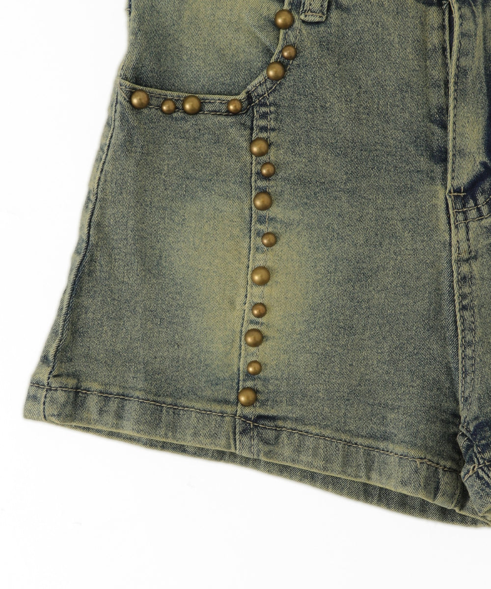 スタッズデニムショートパンツ