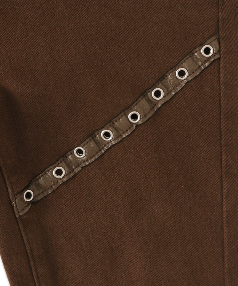 ウエストロールダウンハトメフレアパンツ