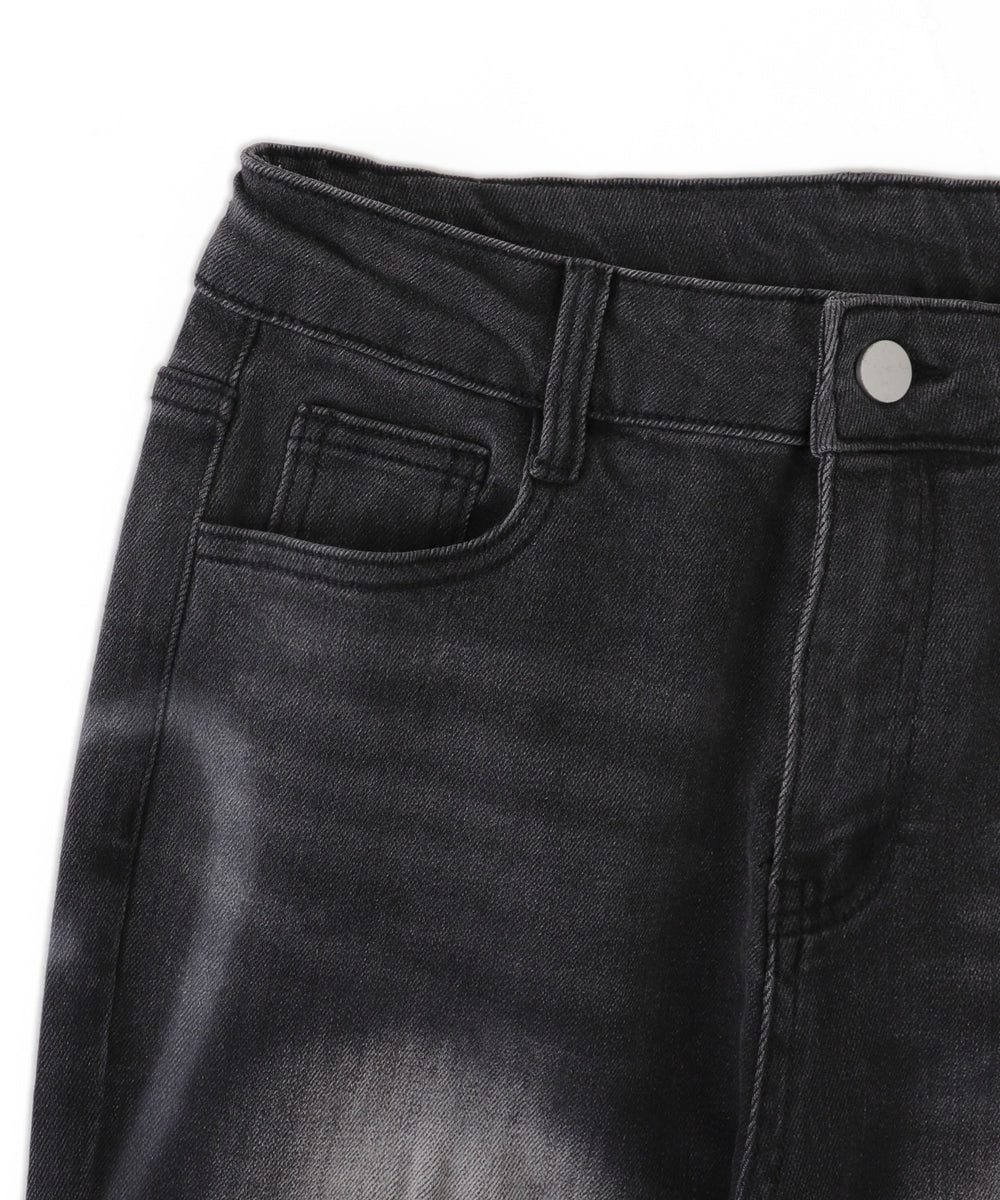 プリントウォッシュドワイドデニムパンツ