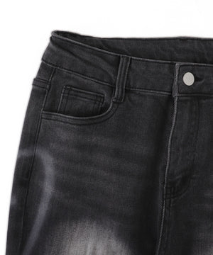 プリントウォッシュドワイドデニムパンツ