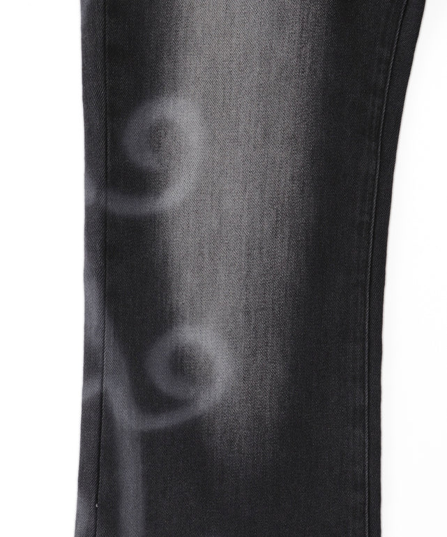 プリントウォッシュドワイドデニムパンツ