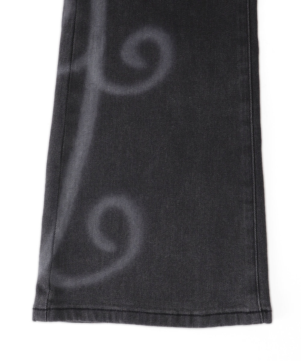 プリントウォッシュドワイドデニムパンツ