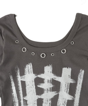 ハトメネックグラフィックピチトップス