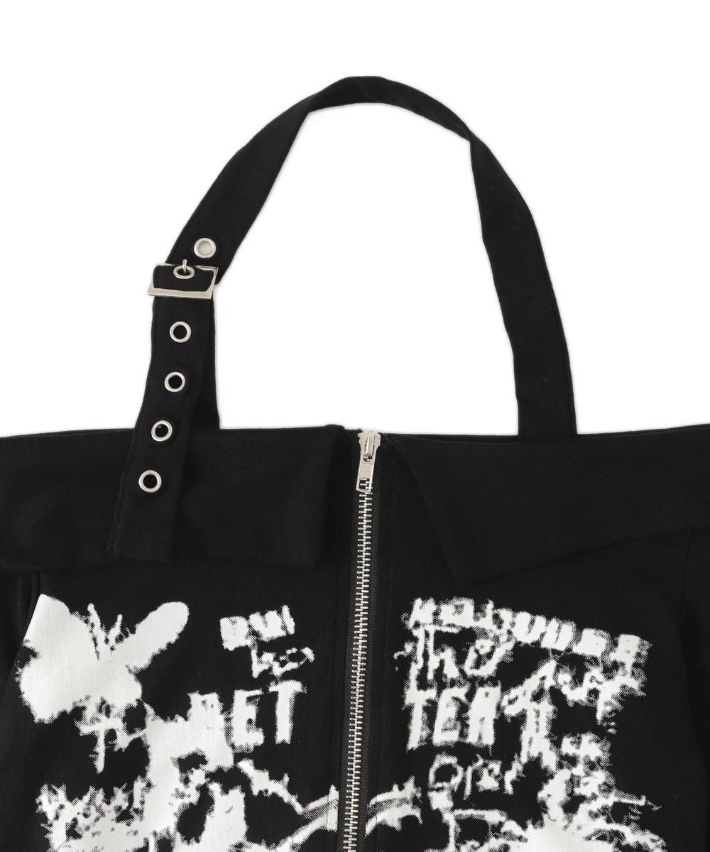 Wジップグラフィックオフショルトップス