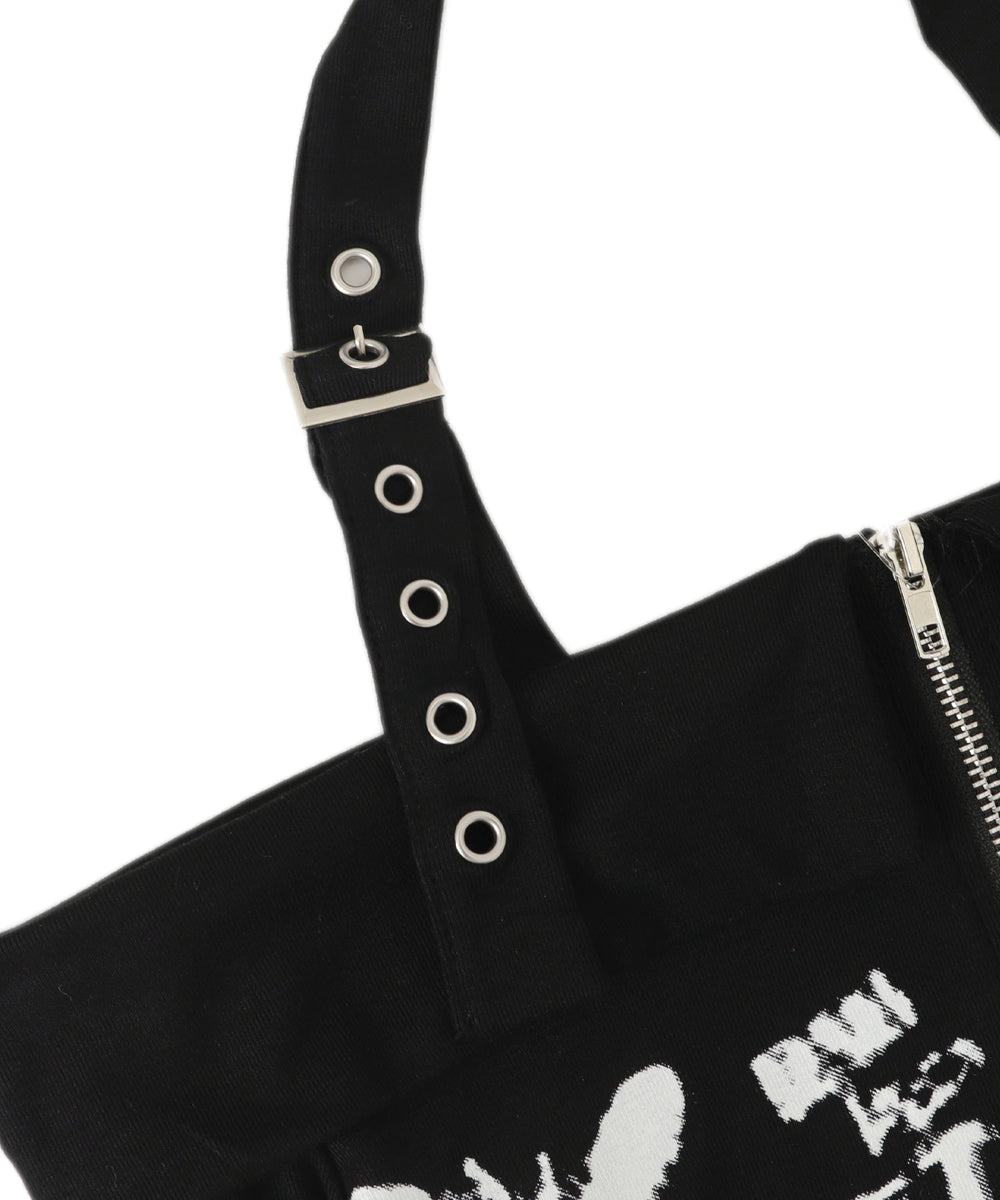 Wジップグラフィックオフショルトップス