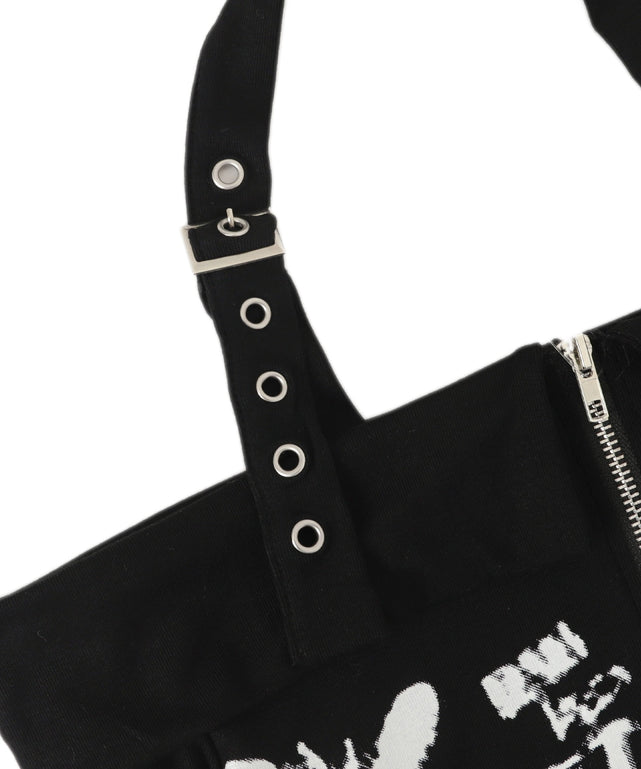 Wジップグラフィックオフショルトップス