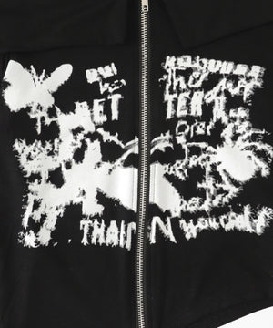 Wジップグラフィックオフショルトップス