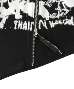 Wジップグラフィックオフショルトップス