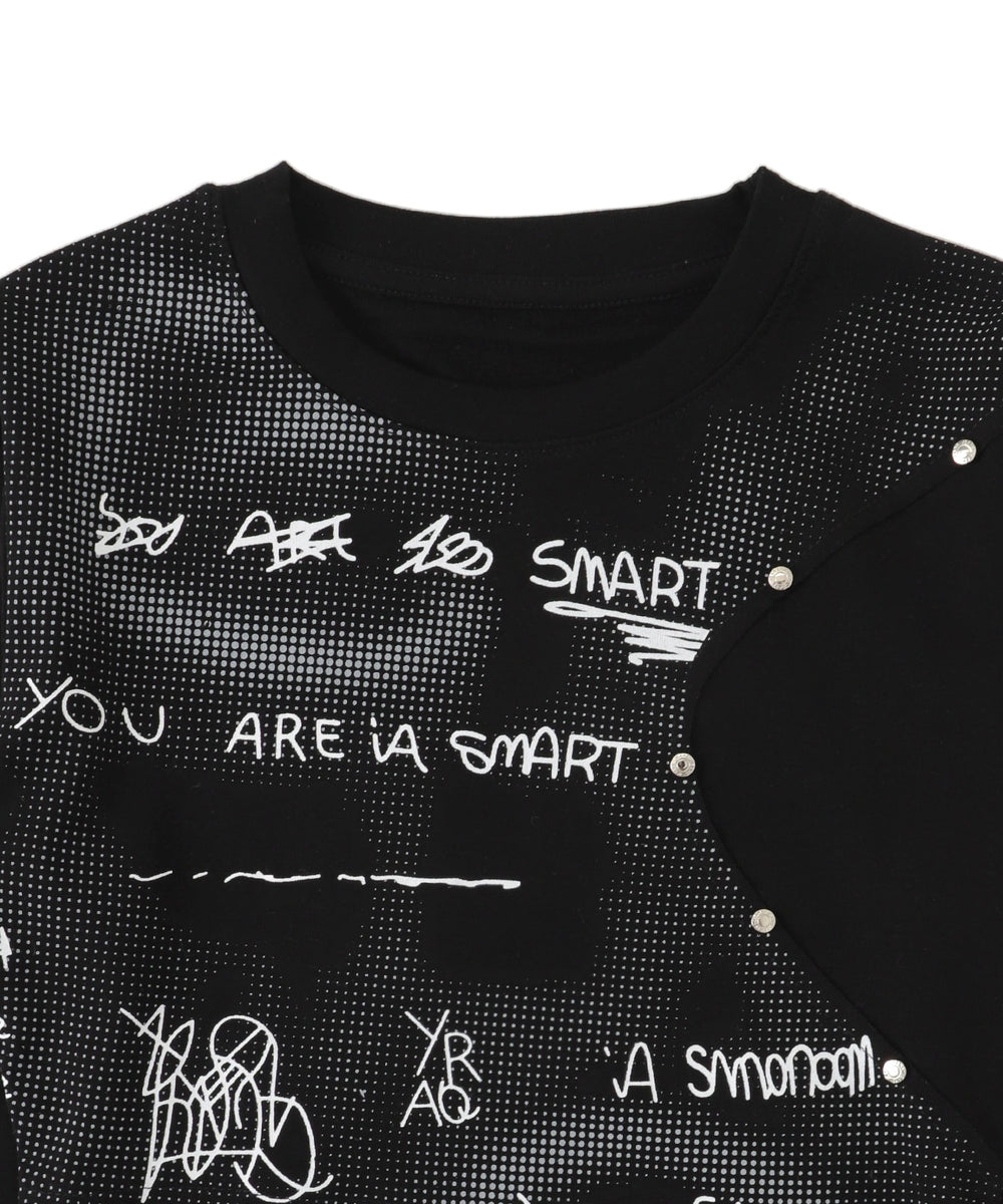 切替デザインレタリングトップス