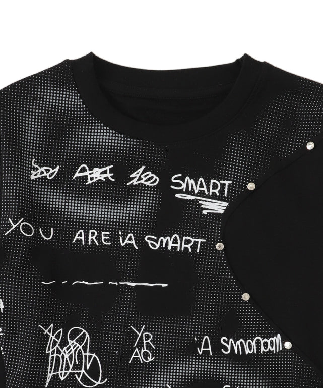 切替デザインレタリングトップス