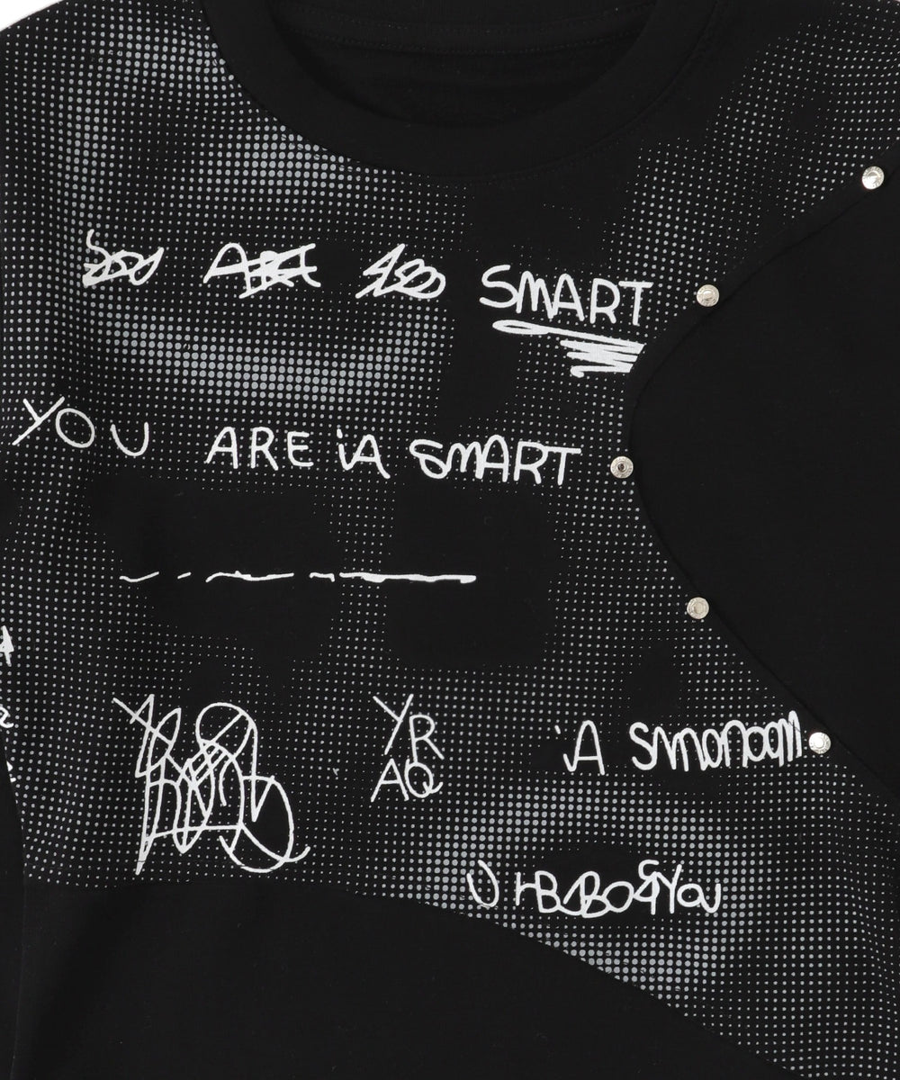 切替デザインレタリングトップス