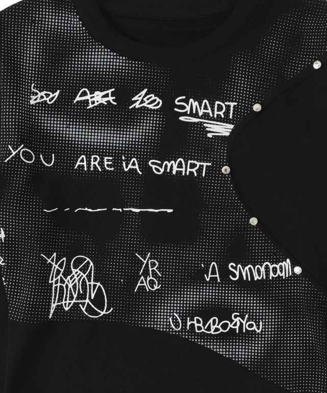 切替デザインレタリングトップス