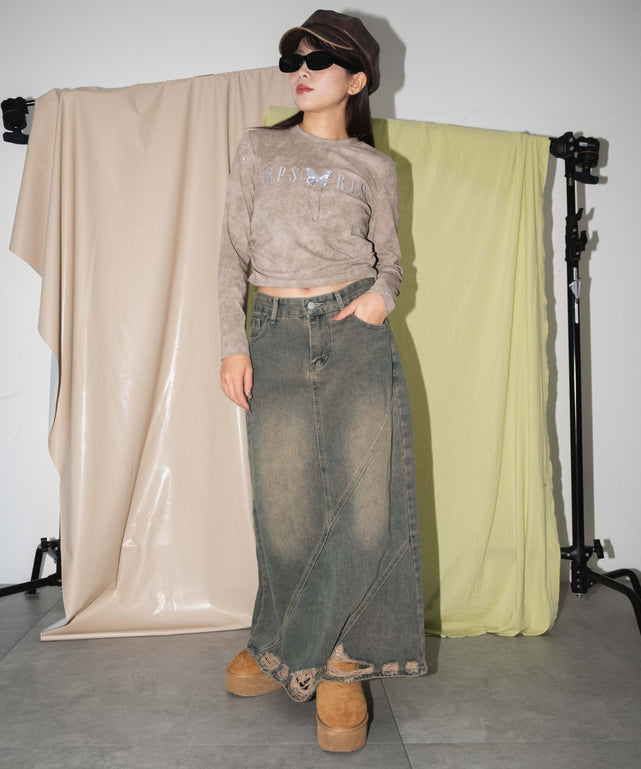 ベージュ　モデル:155cm　F着用