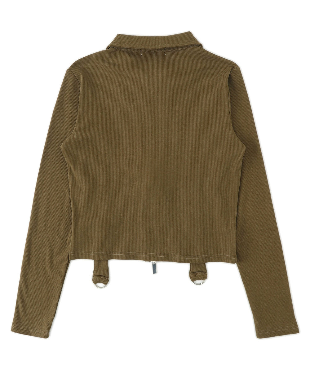 Wジップスタッズクロップドトップス