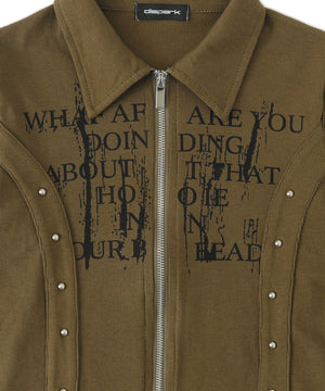 Wジップスタッズクロップドトップス