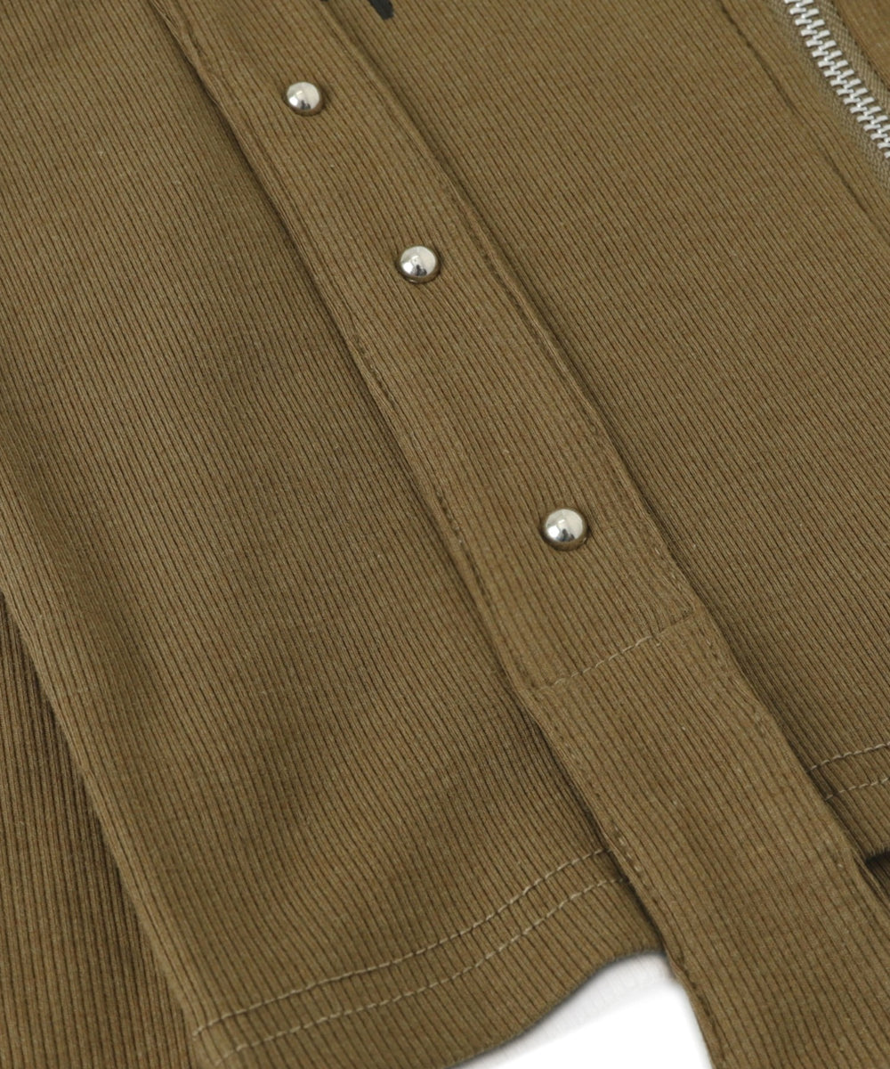 Wジップスタッズクロップドトップス