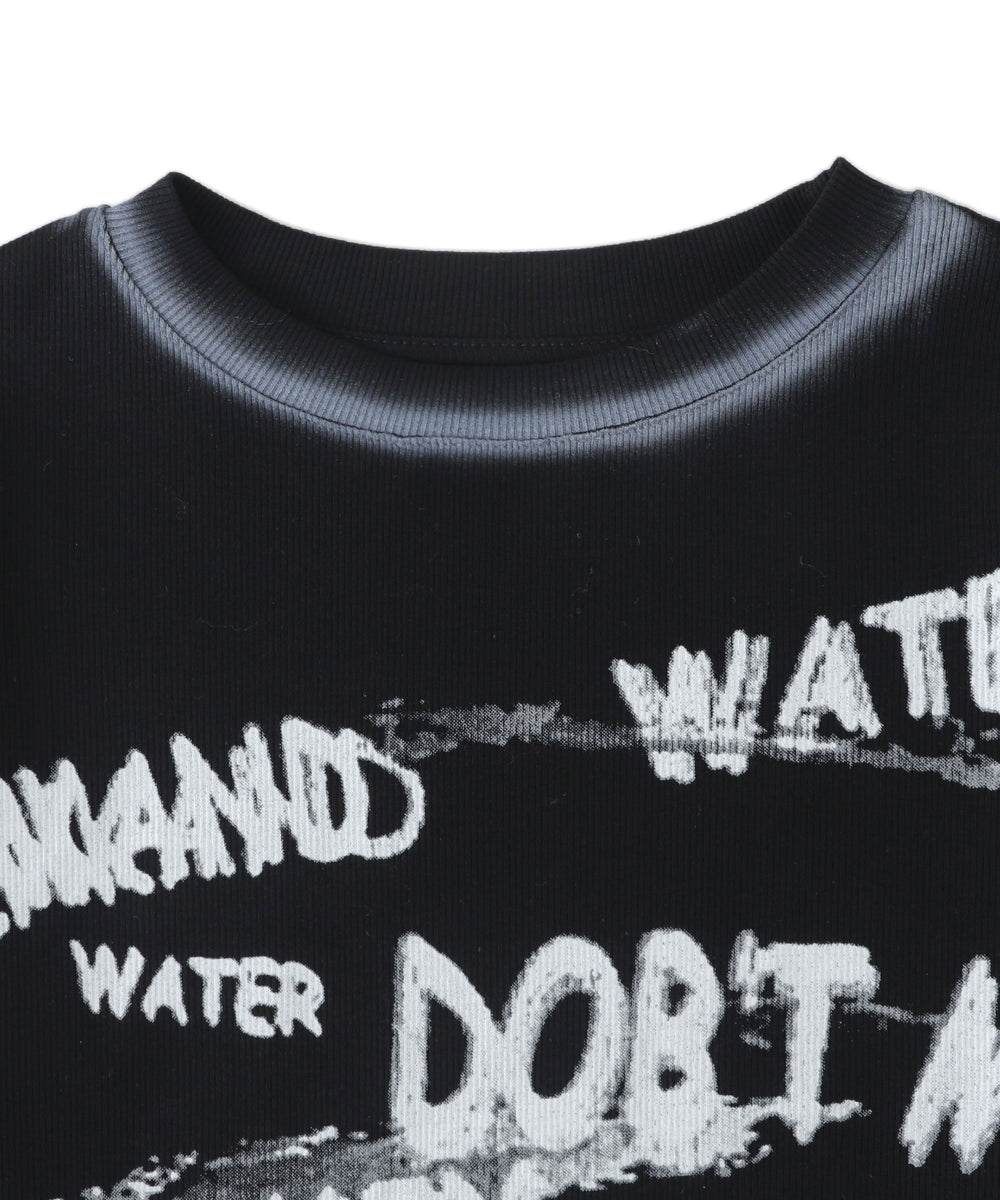 レタリングブリーチクロップドトップス