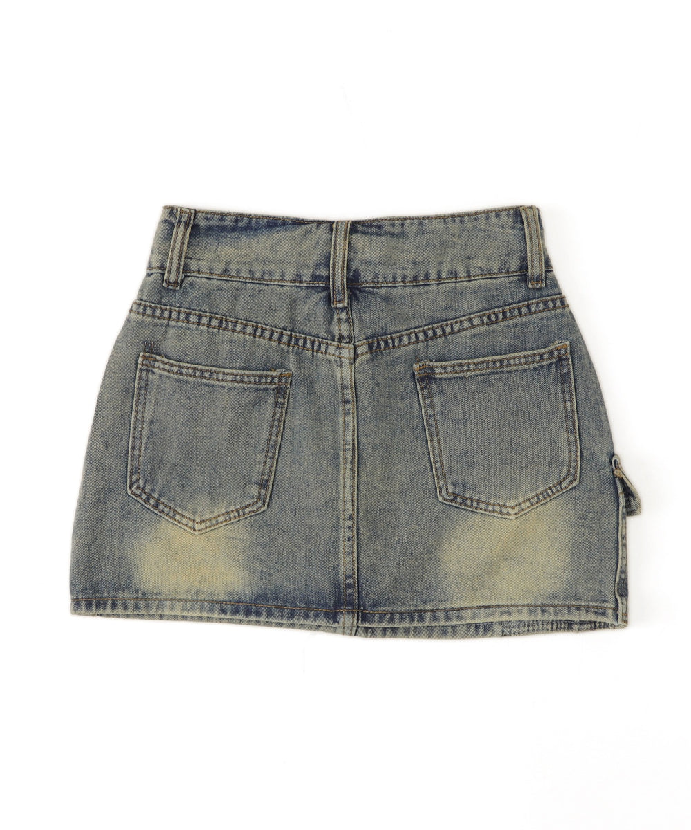 ヴィンテージウォッシュスタッズミニスカパン