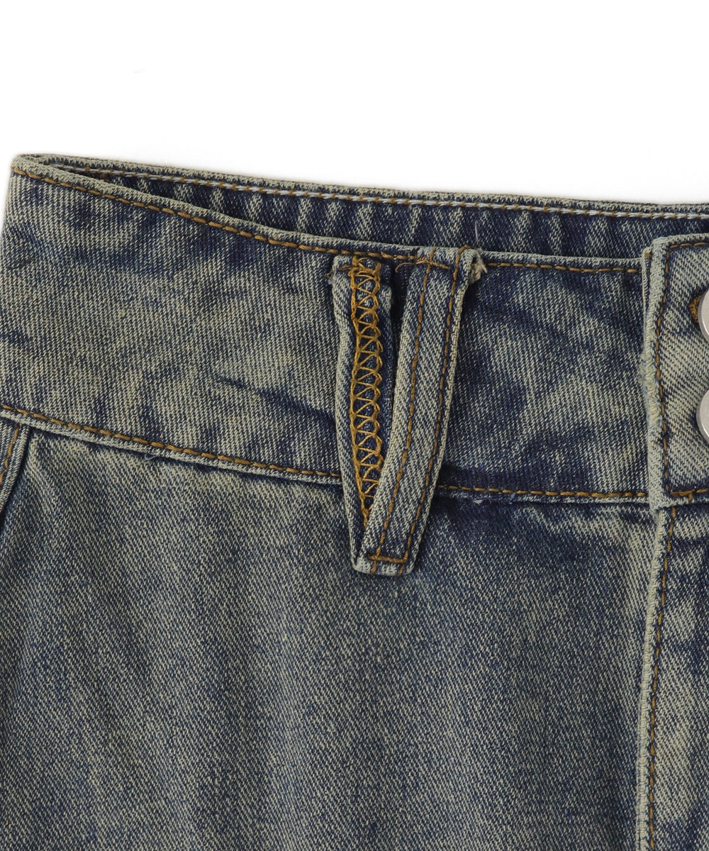 ヴィンテージウォッシュスタッズミニスカパン