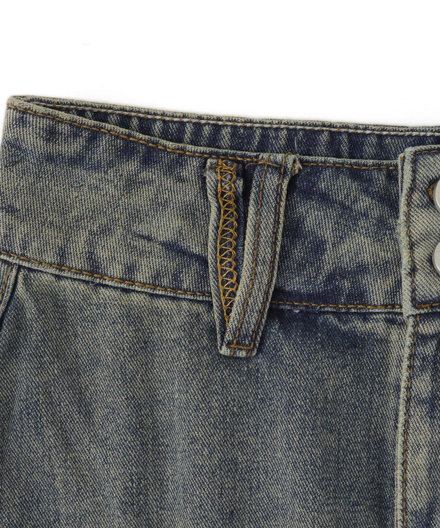 ヴィンテージウォッシュスタッズミニスカパン