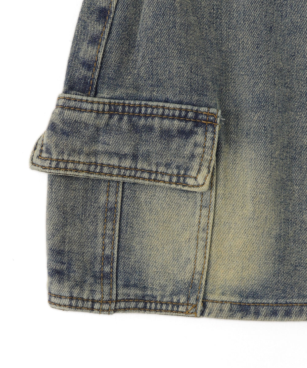 ヴィンテージウォッシュスタッズミニスカパン