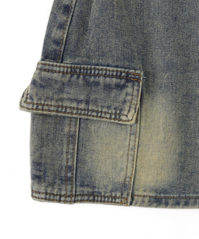 ヴィンテージウォッシュスタッズミニスカパン