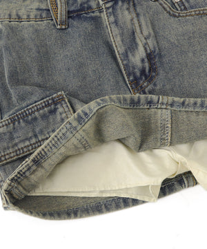 ヴィンテージウォッシュスタッズミニスカパン