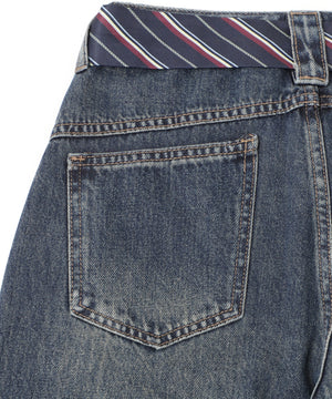 タイ付きワイドデニム