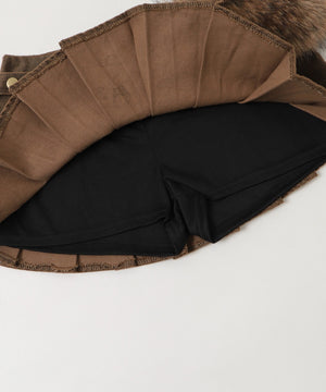 ファーベルト付きプリーツミニスカパン