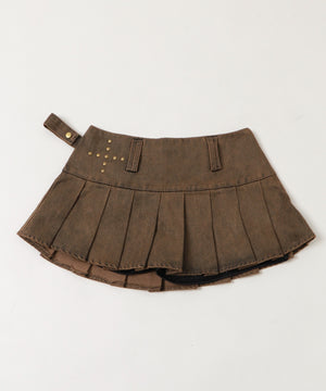 ファーベルト付きプリーツミニスカパン