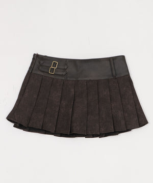 チェーン付きファーベルトプリーツミニスカパン
