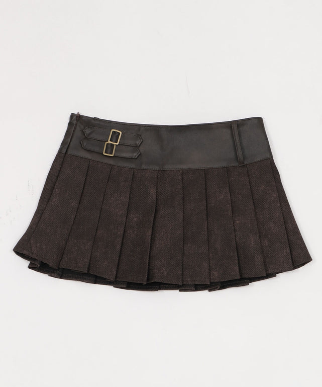 チェーン付きファーベルトプリーツミニスカパン