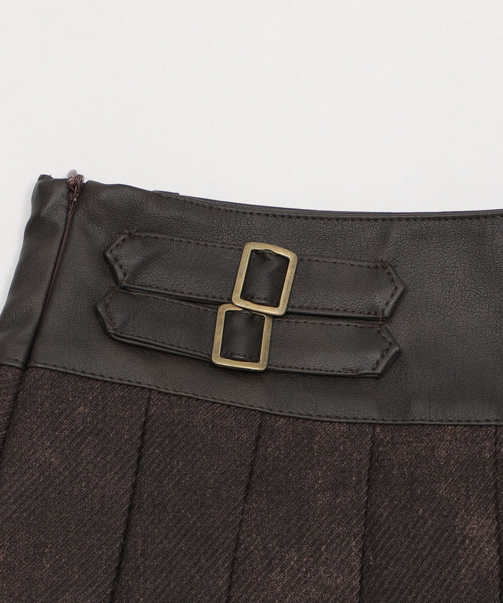 チェーン付きファーベルトプリーツミニスカパン